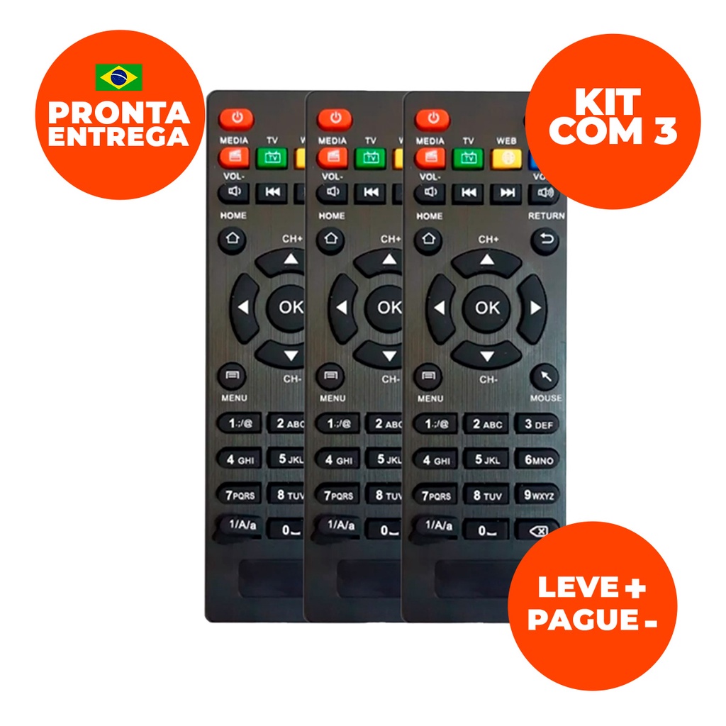 Controle Remoto Tv Box Universal 4k Mx9 Tx3 Tx2 Tx9 Mxq Pro 4k Kit 3
