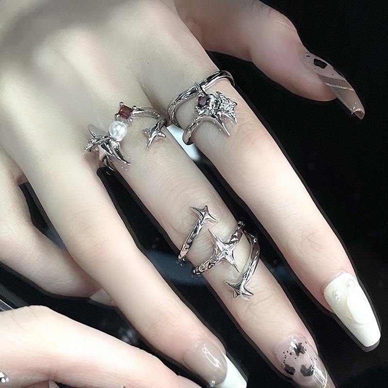 Anel Cósmico Star Manger Ring Para Mulher Novo Luxo Leve Zircônio Francês Pequeno Design High Sense Fashion Personality Girl