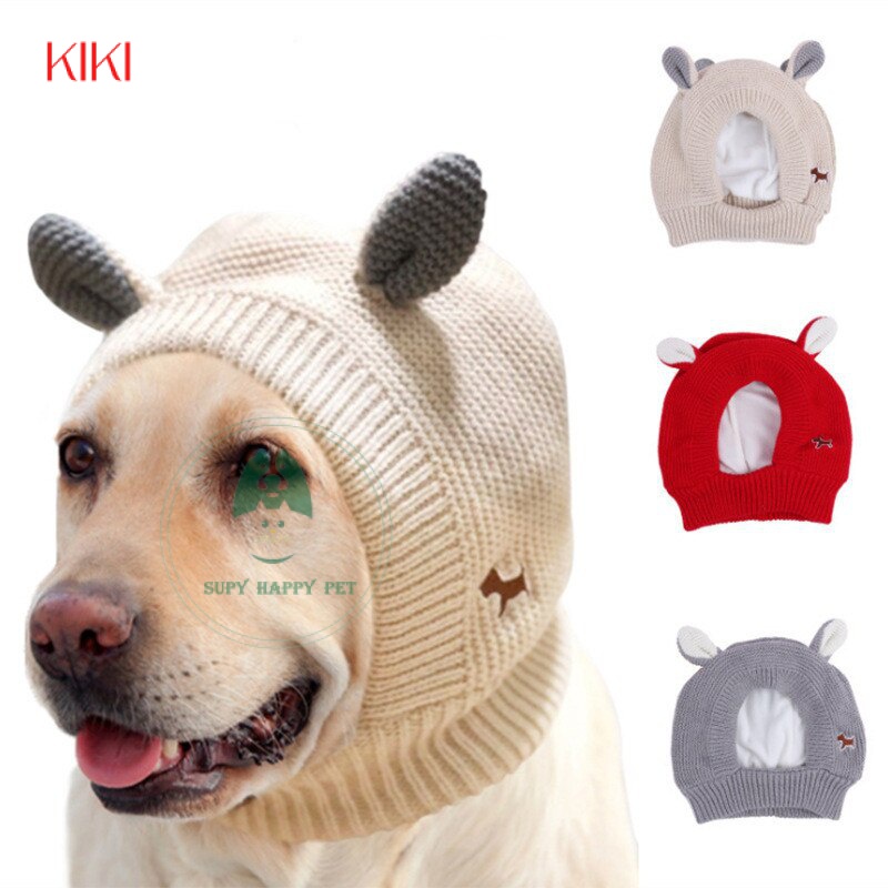 SUPY-cão protetor de ruído silencioso para animais de estimação orelhas de malha ansiedade alívio chapéu inverno quente almofadas para cães médios novo N9SE