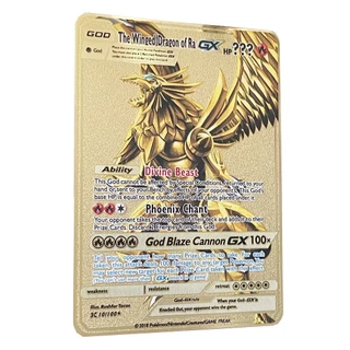 YUGIOH DIY The Winged Dragon of Ra GX Golden Pokemon Cartas em Inglês Iron Metal Pokmo Cartas de coleção de jogos de presente para crianças L45A