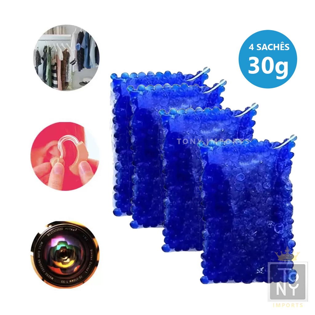 KIT 4 SACHÊS SILICA GEL DESUMIDIFICADOR APARELHO AUDITIVO
