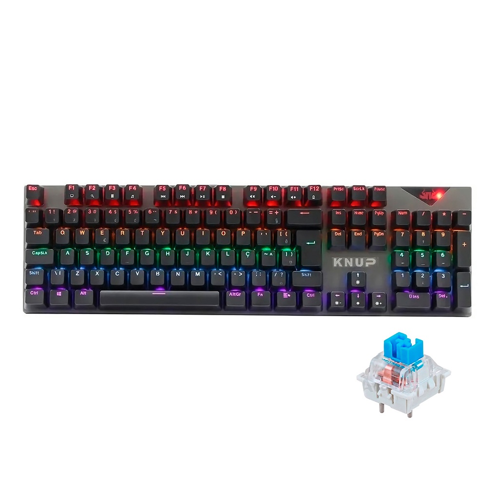 Teclado Mecânico Gamer RGB Switch Blue ABNT2 Knup KP-TM010