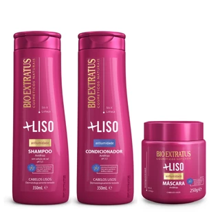 Kit Shampoo, Condicionador 350mL e Máscara 250g +Liso Bio Extratus Cabelo Liso