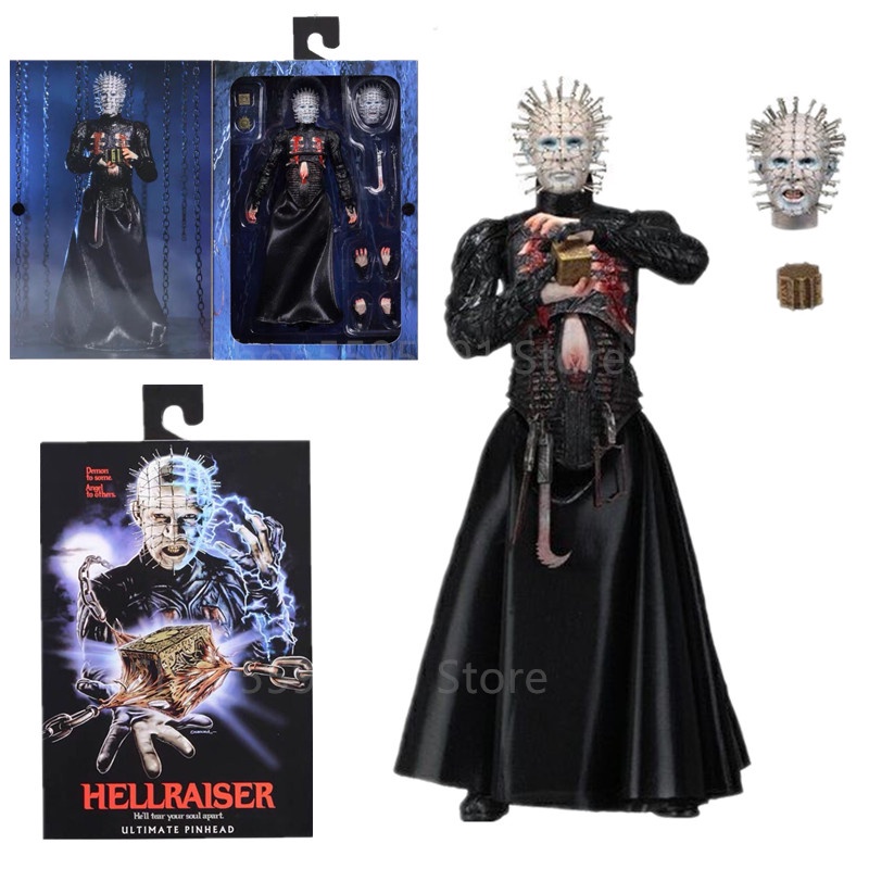 NECA Hellraiser Ele Rasgará Sua Alma Separar Ação Final De Cabeça De Pinhead Figura PVC Coleção Móvel De Presentes De Brinquedos