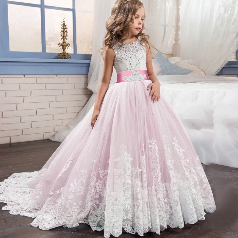 Vestido Infantil Azul Royal Damas de Honra Casamento Luxo - Rosa