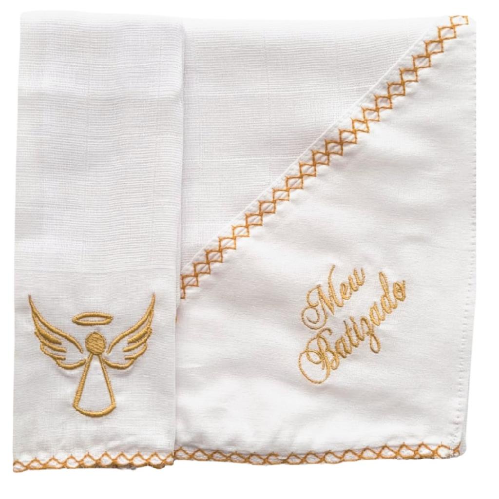 Kit batizado 2 peças - Toalha fralda + babete 100% Algodão