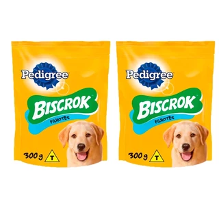 Kit 2 Biscoito Pedigree Biscrok Cães Filhotes 300g