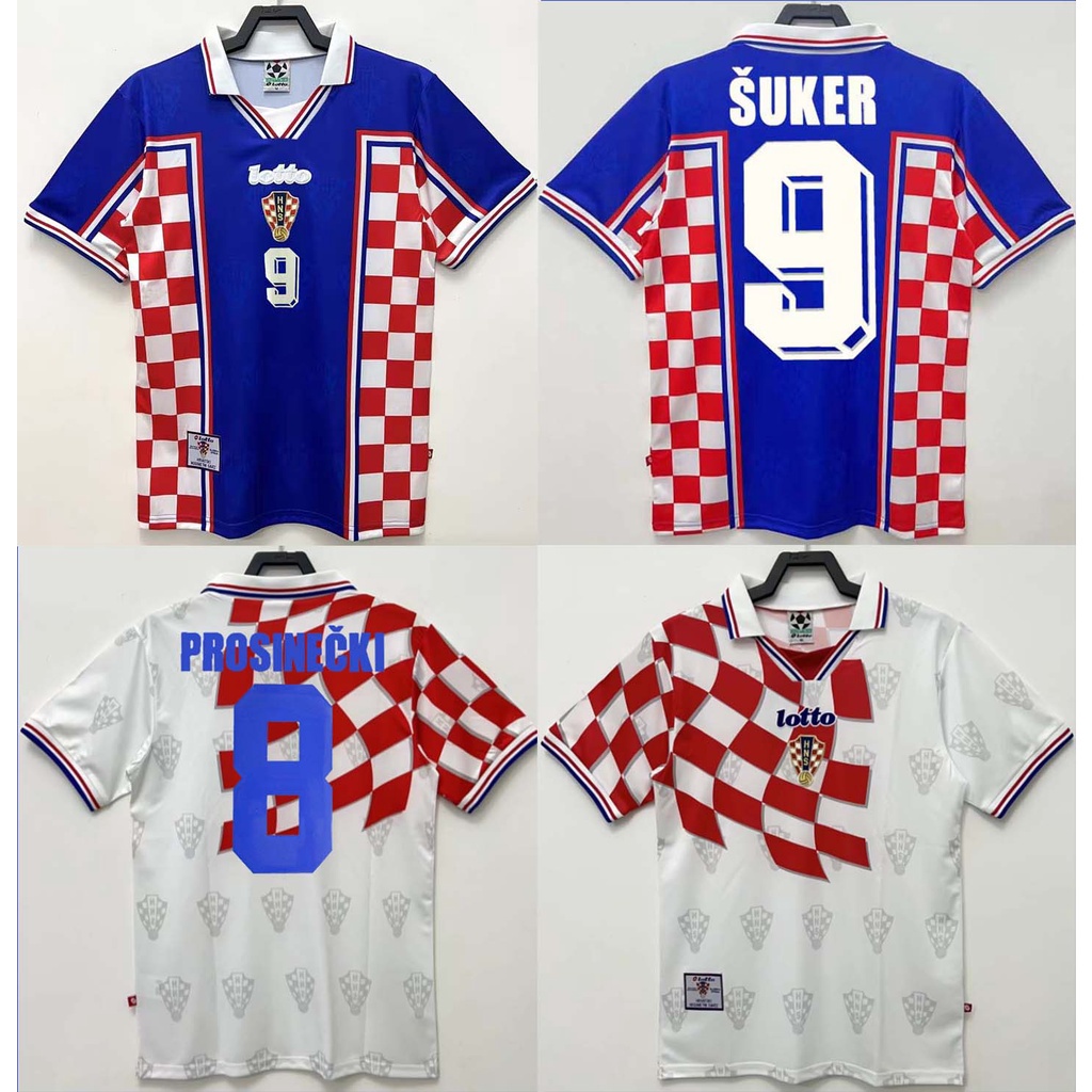 Croácia Camisa Retro De Futebol Mayer Módic Croácia Gvordiol Suker Kovacic Brozovic 1998 Sudic Sutalo Masculina