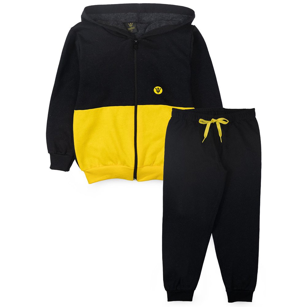 Conjunto Infantil Masculino Moletom com Capuz e Zíper com Aplique