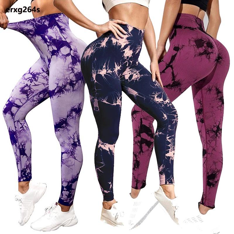 Tie-dye Legging Academia Levanta Bumbum Sem Costura Cintura Alta Yoga Roupa  Fitness Feminina