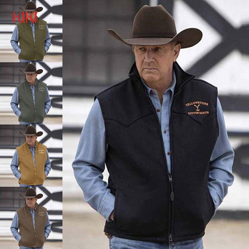 Colete country masculino com zíper casual estampado estilo fashion sem mangas jaqueta VDPF