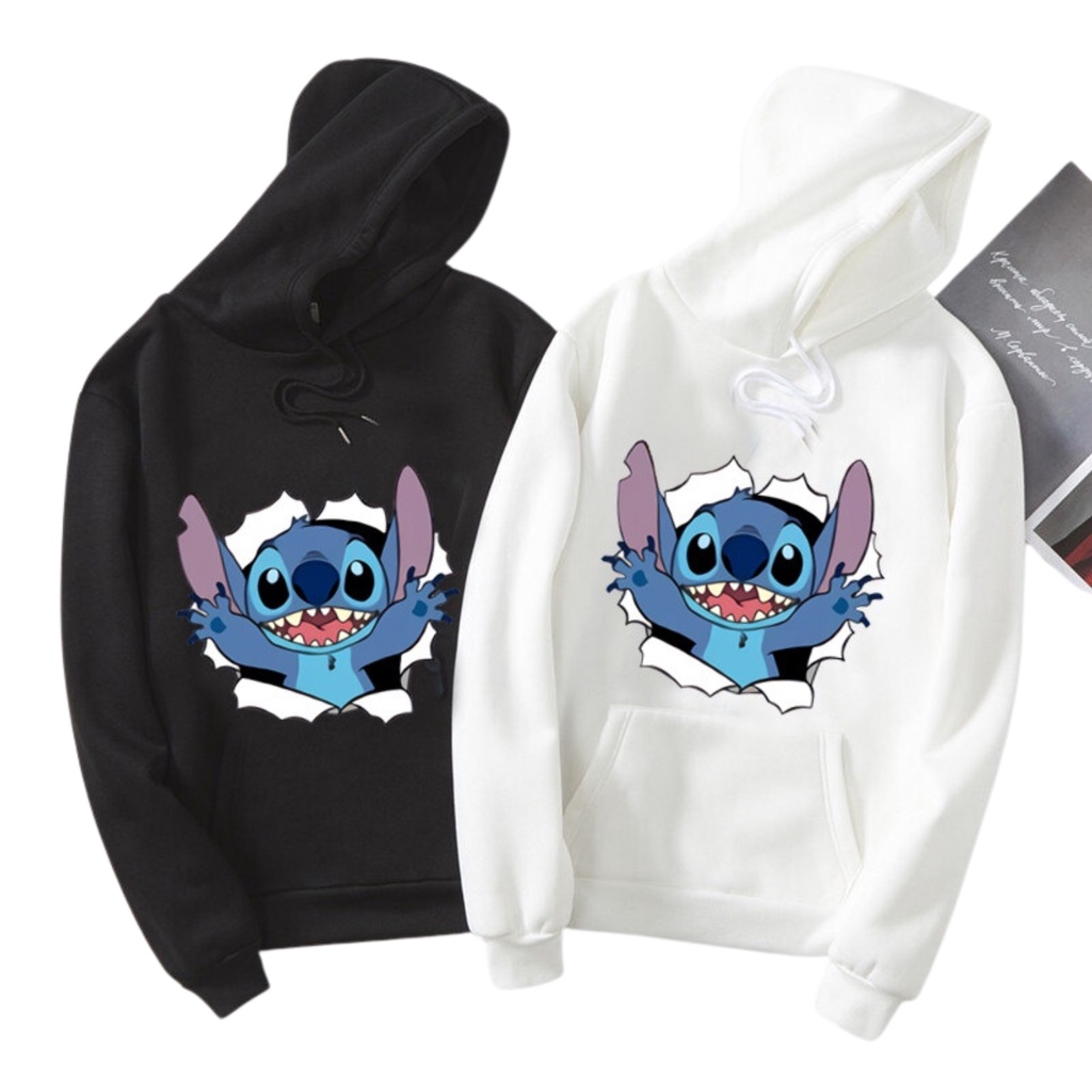 Blusa Moletom Canguru Lilo Stitch Desenho Feminino Capuz Com Bolso Anime Adulto