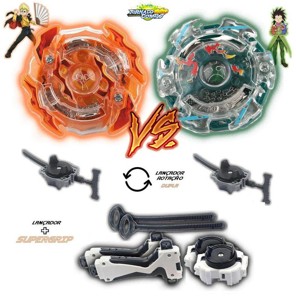 Kit 02 Lançador Beyblade Corda Cordinha Rotação Total + Lançador