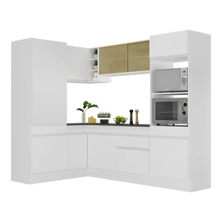 Armário de Cozinha Completa de Canto com Rodapé Veneza Multimóveis MP2084.891 Branco