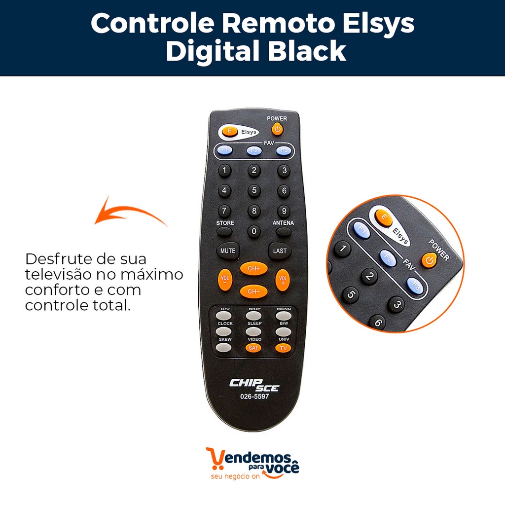 Controle Remoto Elsys Digital Black | Shopee Brasil