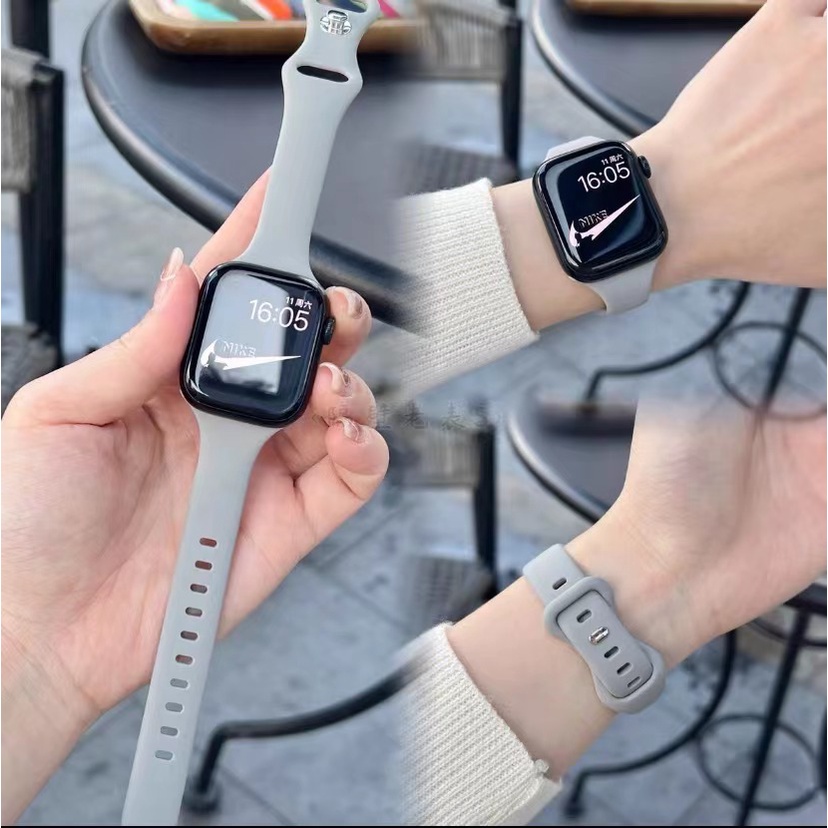 Pulseira De Silicone Fina Para Apple Watch Band 46mm 44mm 40mm