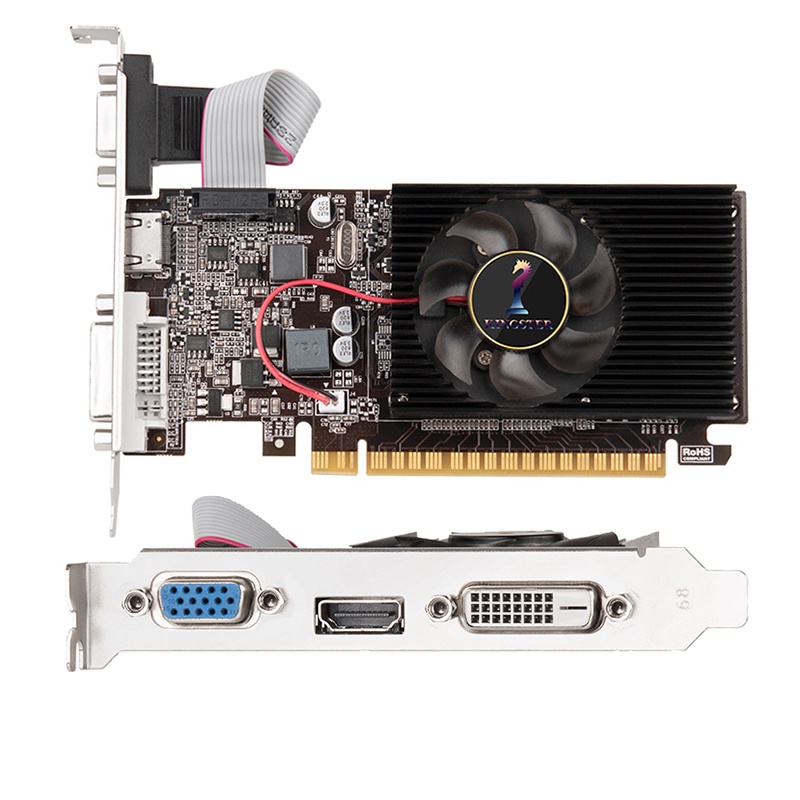 GT610 2GB DDR3 64-bit Gaming Grafische Kaart, PCIe 1.1 X16 Videokaart voor Computer-pc's, met HDMI VGA DVI-poort, Snelle Koelventilator, 810MHz GPU