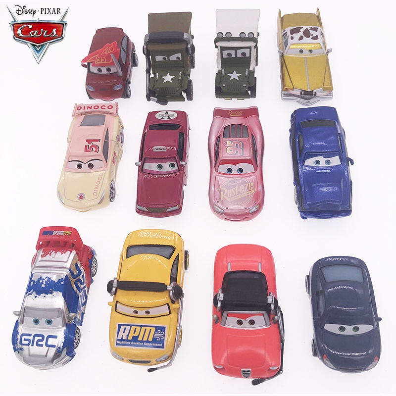 Disney Pixar Carros Versão Escassez Relâmpago McQueen Curz Ramirez Tex Dinoco Sarge Metal Diecast Modelo de Veículo Brinquedos Kid Boy Presente UETK