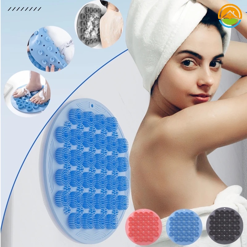 Esfregão Para Pés E Costas De Chuveiro/Almofada De Massagem Banho De Silicone/Escova De Montada Na Parede