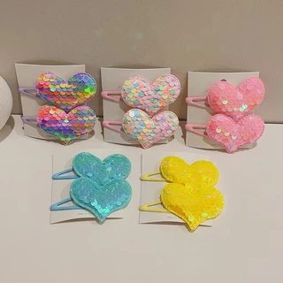 2PCS Nova Princesa Bonita Escamosa Meninas Do Coração Escamoso Grampos De Cabelo Cabeleireiro Clipes De Barrettes Acessórios