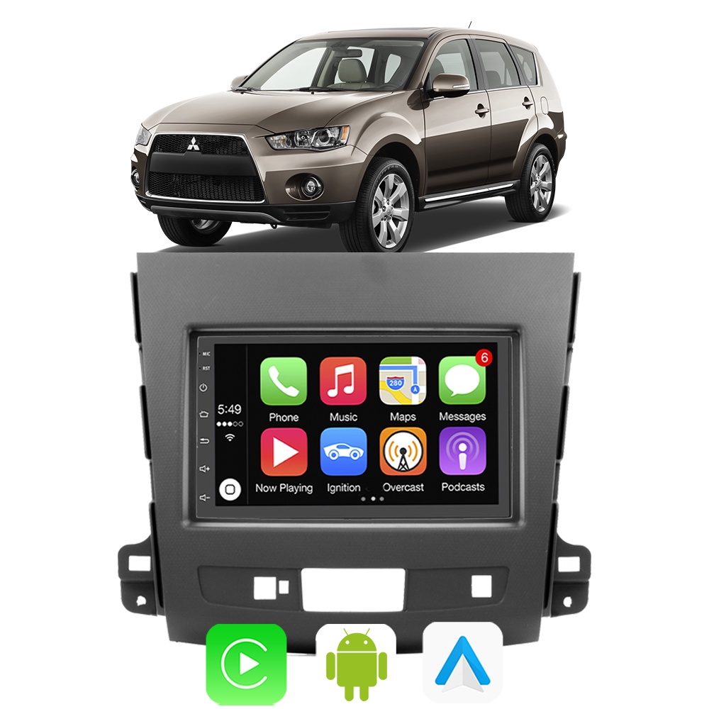 Kit Central Multimidia Carplay Android Auto Mitsubishi Outlander 2008