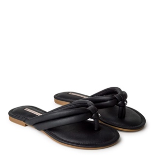 Rasteira  Napa Soft Stretch Preto Tira Fofa