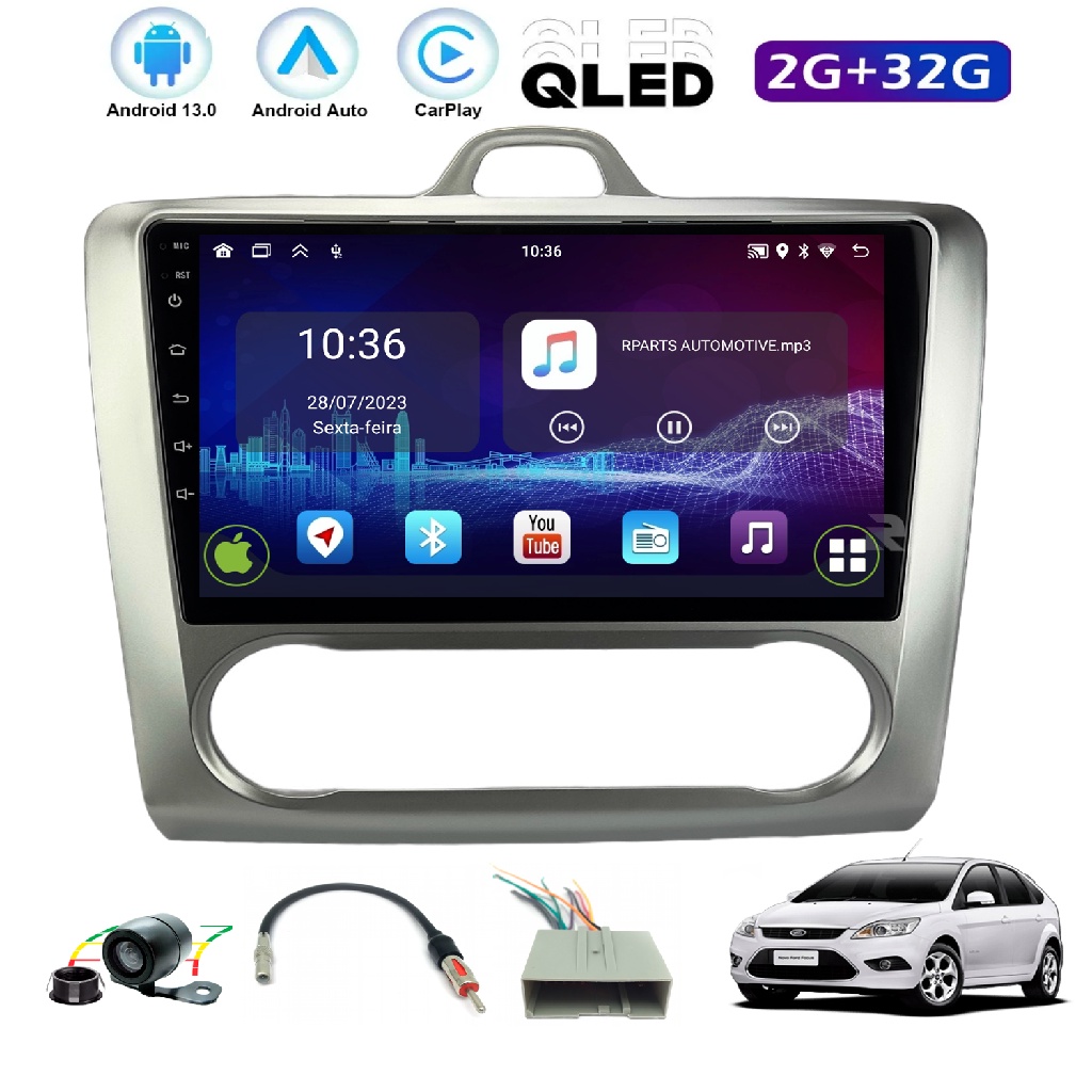 Kit Central Multimidia 9 Polegadas Android Ford Focus 2009 a 2013 Ar ...