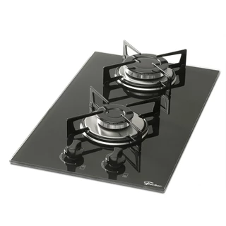 Cooktop Fogão Fischer 2Q Gás Mesa Vidro Preto Bivolt