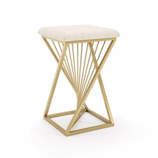 Banqueta Pacific Baixa 48cm em Metal Dourado Luxo com Assento