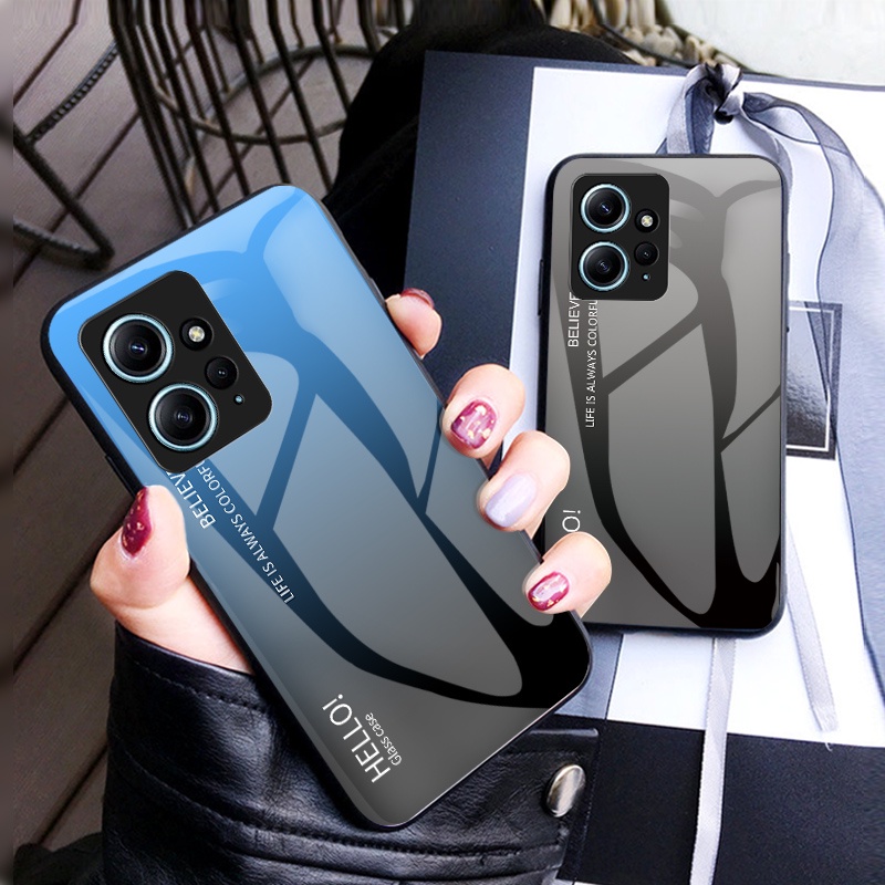 Redmi Note 12 4G Capa De Vidro Gradiente De Luxo À Prova De Choque Para Pro Plus 5G Pára-Choques Anti-Riscos