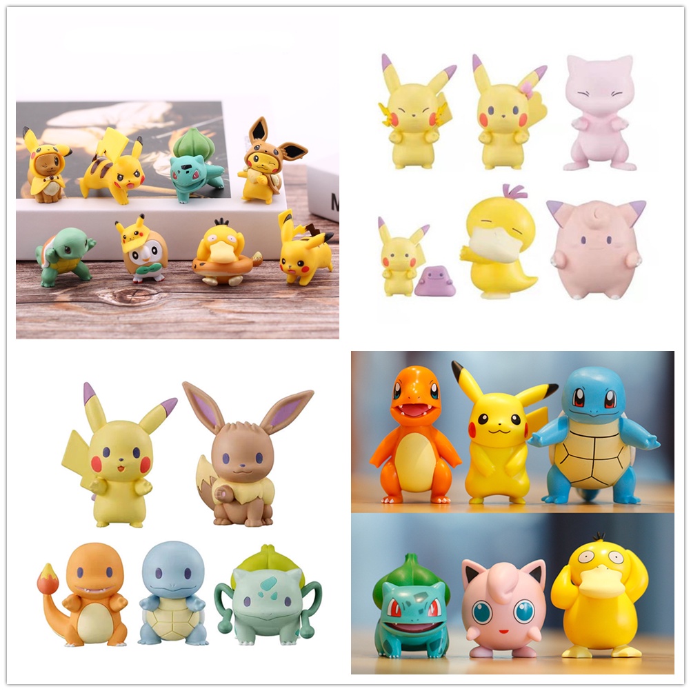 Kit 7 Boneco Pokémon Pelucia Squirtle Charmander Brinquedo