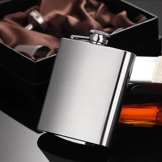 Cantil De Aço Inox Frasco 236ml Garrafa Whiskeira Whisky Vodka Cachaça Bolso Bar
