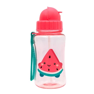 Garrafa Garrafinha Com Canudo 100% Silicone Fruta Melancia 350ml