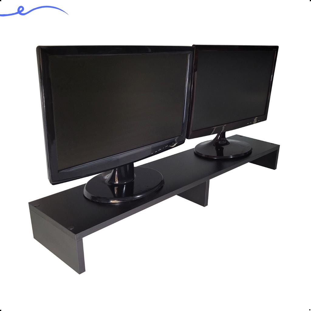 1 suporte para monitor 90x20x10 mdf preto tx p telas moveis escritorio