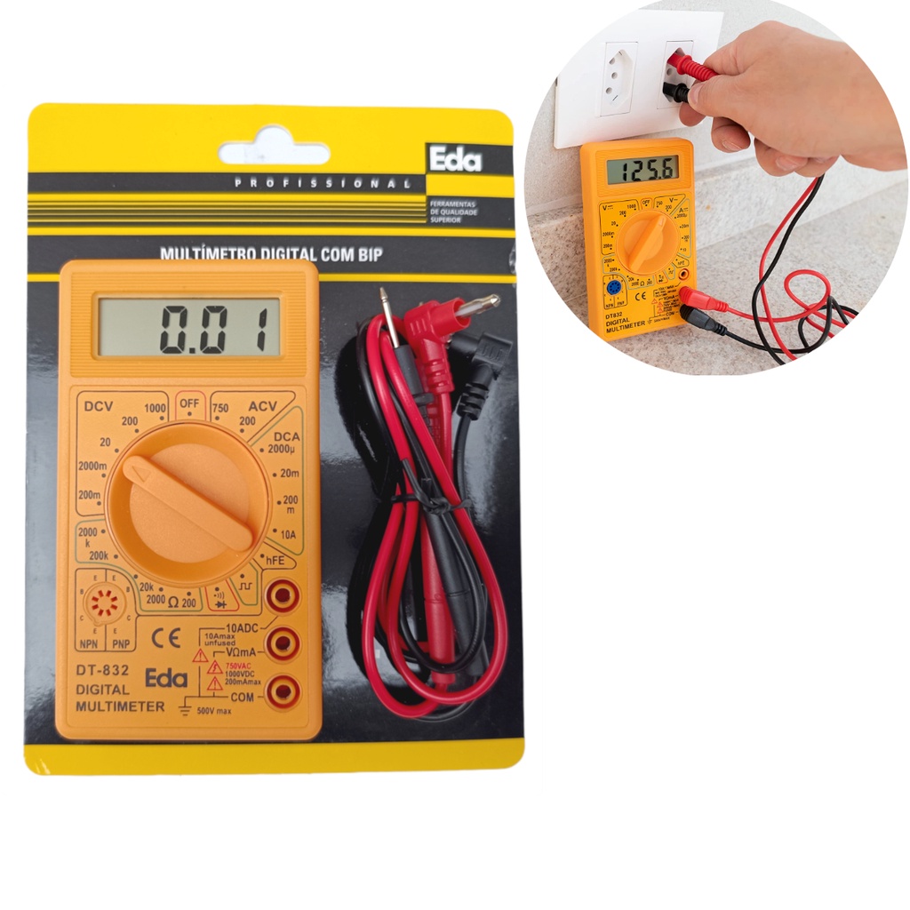 Multímetro Multiteste Digital Profissional Portátil com Bip | Shopee Brasil