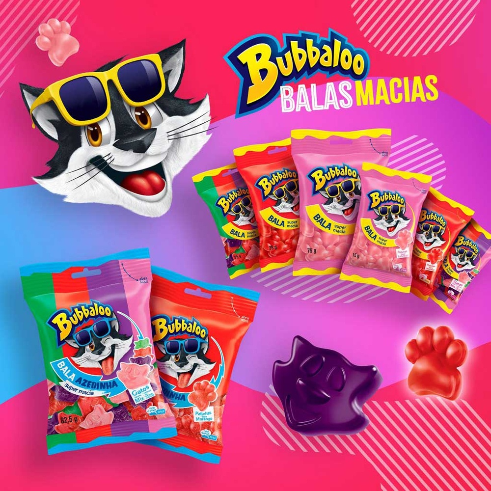 Kit com 6 ou 10 Unidades de Bala Bubbaloo Vegana 15g - Escolha seu Sabor