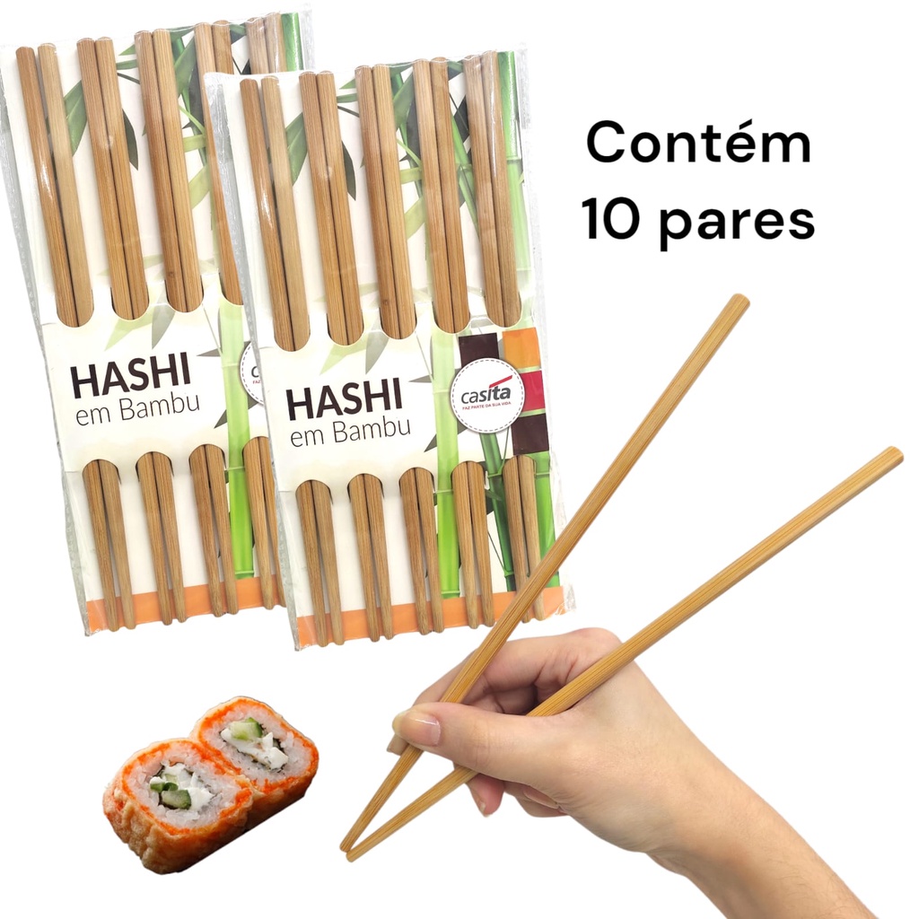 Hashi de Bambu Reutilizável Sushi Comida Oriental Jogo 10un | Shopee Brasil
