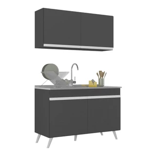 Armário de Compacta 2 peças Veneza Multimóveis MP2141.898 Preto/Branco