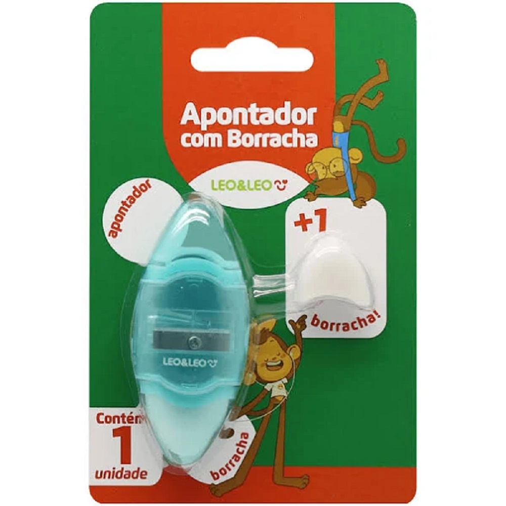 APONTADOR ESCOLAR COM DEPOSITO E BORRACHA CORES - LEONORA | Shopee Brasil