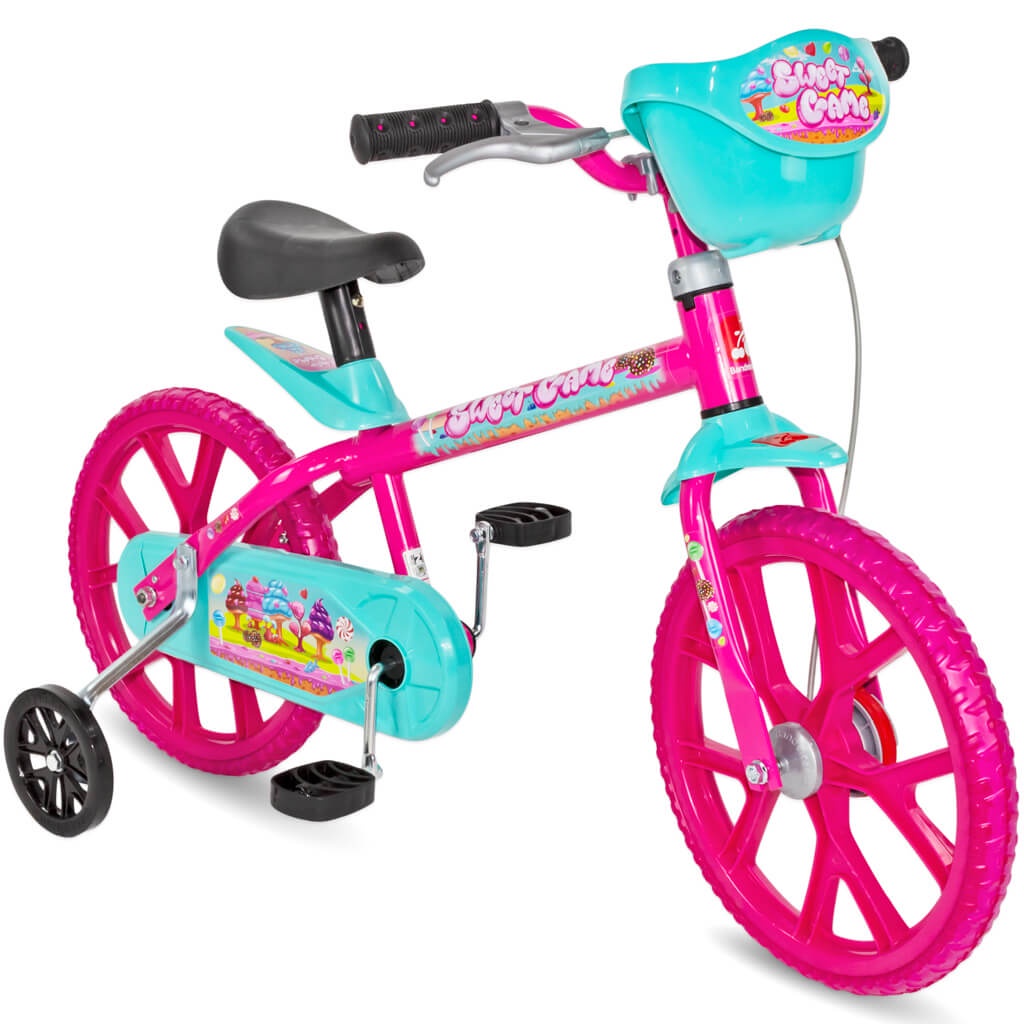 Bicicleta Aro 14 Bandeirante Sweet Game Infantil Crianca Menina Com ...