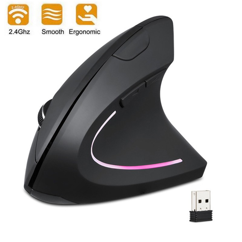 mouse vertical Sem Fio Ergonômico 1600 dpi USB Óptico Para Computador ...