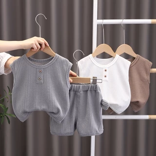 Roupas Para Meninas Toddler Summer Boy Girl Outfits Camiseta Sólidas 2pcs/Set Crianças Conjunto De Casuais Coreanas Respiráveis