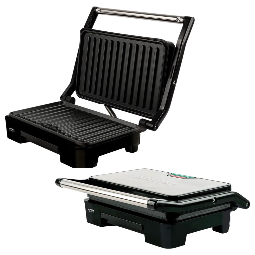 Grill E Sanduicheira Elétrica Antiaderente Inox Asteria Compact 127v Mallory 900w