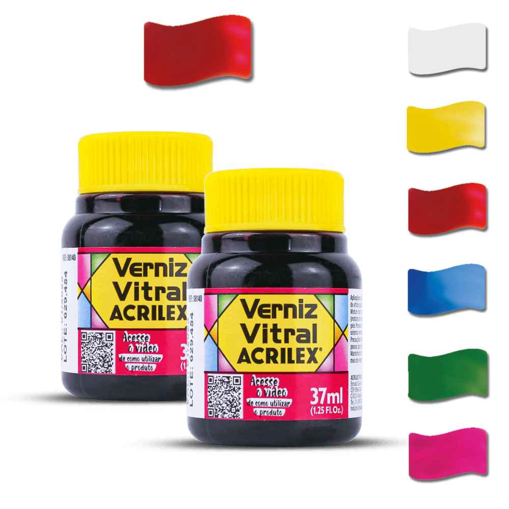 Kit 2 Verniz Vitral Acrilex 37ml - Verniz para Vidro | Shopee Brasil