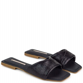 Rasteira Craquele Preto Conforto