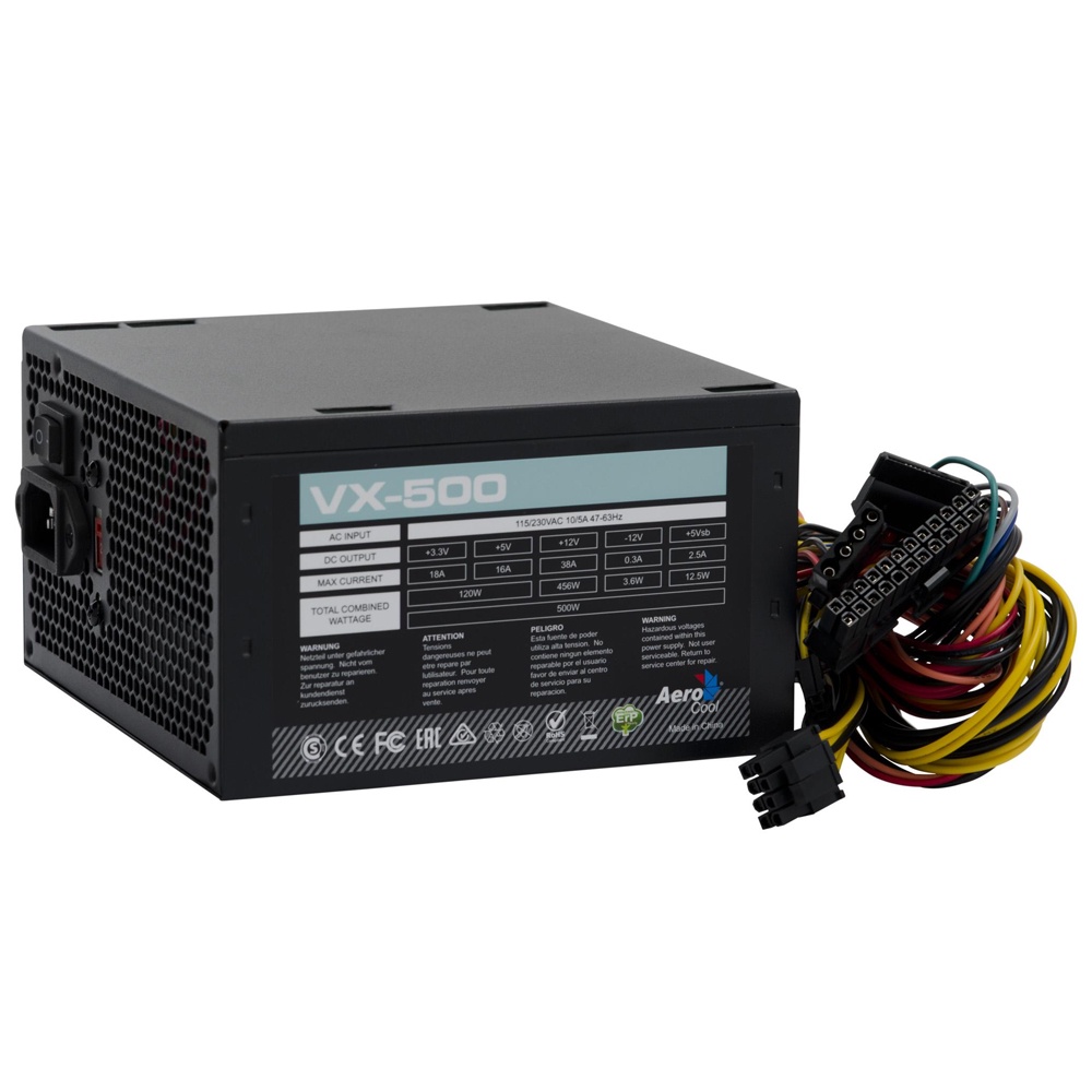 Fonte de Alimentação para PC ATX 500W Aerocool VX-500 S/ Cabo - EN53176
