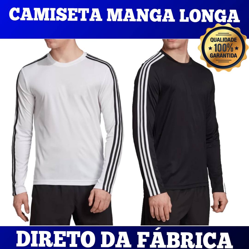Camiseta Manga Longa Masculina DryFit Poliéster Treino Academia Esportes Exercícios Corrida Casual