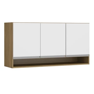 Armário Aéreo de Cozinha com 3 Portas 120 x 52 Cm MDP Branco Avelã 0451