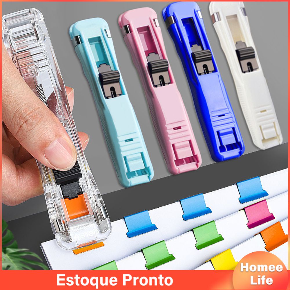 Push Clip Device Portable Handheld Paper Fast Clam Dispenser Suplementar Agulhas Grampeador De Papel Especial Para Papelaria De Teste