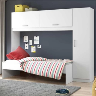 Cama Solteiro com Colchão Incluso 88 x 188 cm e Guarda Roupa/Roupeiro Multimóveis Branca